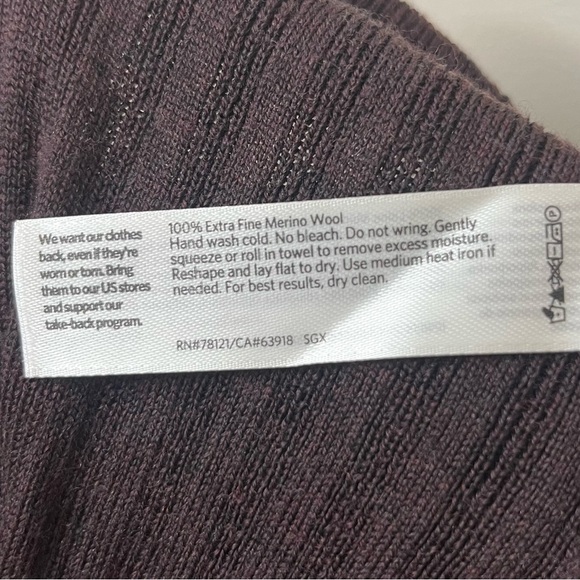 EILEEN FISHER 100% Extra Fine Merino Wool Ribbed Knit Purple Brown Pencil Skirt - Picture 6 of 6